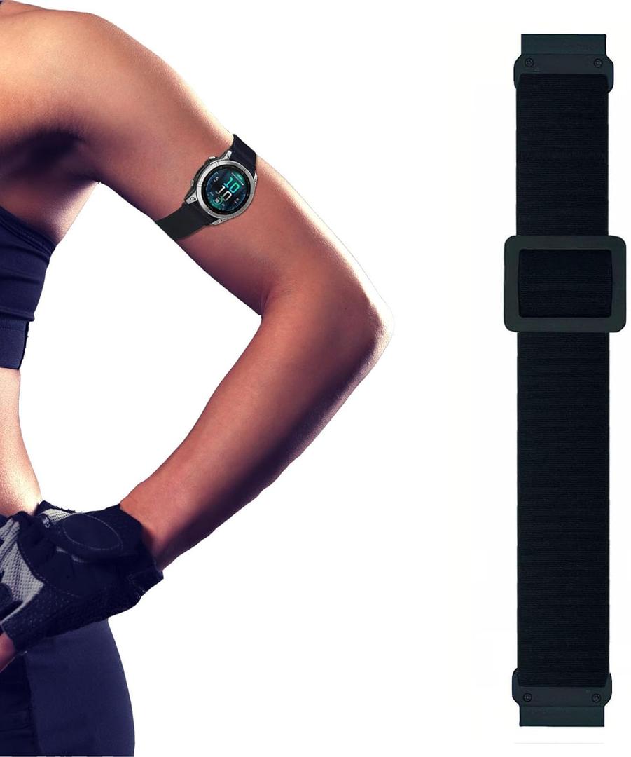 22mm Elastic Arm/Ankle Band with Ladder Lock for Garmin Fenix 8 Fenix E Epix Pro 47mm/Fenix 7/6 Pro/5 Plus, Stretchy Band for Men and Women, Black, Medium