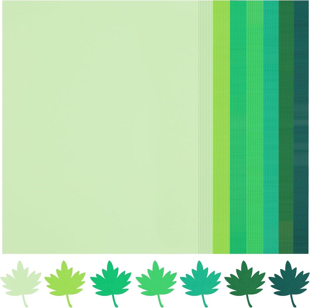 70 Sheets Green Tones Cardstock - 7 Gradient Colors Cardstock 8.5'' x 11'' 92lb/250gsm Heavyweight Paper Green Series Double-Sided Card Stock PAP13MX2
