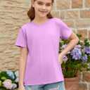 ZDC Girls Short Sleeve Shirts Crewneck T Shirts Kids Summer Tops Basic Tees 5-14 Years