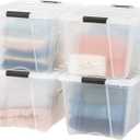 IRIS USA 4-Pack 54 Quart Storage Bins with Lids, Clear