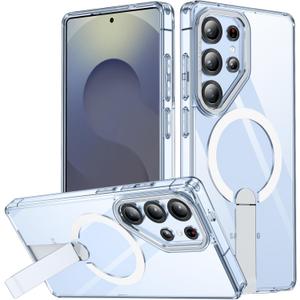 for Samsung Galaxy S25 Ultra Phone Case, S25 Ultra Magnetic Case Built-in Invisible Stand [Compatible with MagSafe] [Military-Grade Protection] Shockproof Cover for Galaxy S25ultra (Clear)
