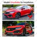 3Pcs Front Bumper Lip Compatible with 2016-2020 Honda Civic, JDM Air Dam Lower Chin Splitter 4 Door Sedan Hatchback Protection Body Kit 2016 2017 2018 2019 2020 (Glossy Black)