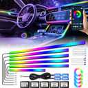 Acrylic Interior Car Light, AMKI Car LED Strip Light with APP Sub Control, Car Accessories Fiber Optic Car Ambient Light Kit with RGB Dreamcolor 22 in 1 and 175 inches 593 LEDs 213 DIY and Music Modes