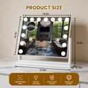 Vanity Mirror with Lights, 23"×17" Hollywood Makeup Mirror with 15 Dimmable Bulbs, 3-Color Lighting, Dimmable, 360° Rotation, 10x Magnification, Desk Mirror, Bedroom (White)