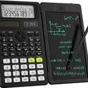 Scientific Calculators for School with Notepad, ROATEE Middle and High School Supplies for Student, 82 MS Foldable 2-Line Display Science Calculator with Writing Tablet, Solar and Battery Power Black