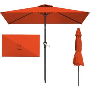 6.5' x 10' Rectangular Patio Umbrellas for Outdoor, Outdoor Table Umbrella, Large Outdoor Patio Umbrellas with 6 Sturdy Ribs for Market, Garden, Pool (Orange)