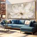 SOUGUAN Room Decor Large Canvas Wall Art Living Room Decor Gold Wall Decor Line Picture Artwork White Floral Wall Decor Modern Painting for Bathroom Bedroom Office 30x60 Inches