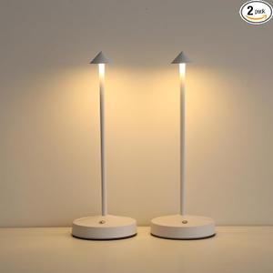 Rechargeable Cordless Lamps,3000mAh Battery Operated Table Lamp,Portable LED Touch 2 Levels Brightness Dimmable Bar Lamp,Battery Powered Lamps for Bars,Restaurant,Living Room(2 Pack,White