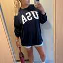 Women's Oversized Graphic Crewneck Sweatshirt Comfy Casual Basic Sweatshirts Pullover Tops (Black, L)