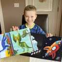 90shine 2PCS Sticker Books for Kids Boys Ages 4-8 Dinosaur Space Designs Party Gift Create 22 Pictures