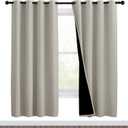 NICETOWN 100% Blackout Window Curtain Panels, Full Light Blocking Drapes with Black Liner for Nursery, 72-inch Drop Thermal Insulated Draperies (Natural, 2 Pieces, 46-inch Wide Per Panel)