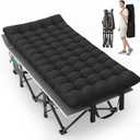 Suteck 32In XXL Folding Camping Cot, 900LBS Heavy Duty Sleeping Cot with Pillow Mattress, 1200D Double-Layer Oxford Portable Cot for Adults with Carry Bag for Home Office Nap Beach Travel