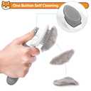 Dog & Cat Brush, Self Cleaning Slicker Brush for Pets, Upgraded Dog Brush for Shedding Massaging and Grooming, Removes Loose Undercoat & Portable Comb for Long Short Haired Dogs(Gray)