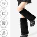 PHOGARY Faux Fur Fuzzy Leg Warmers Furry Boot Covers for Women Girls, Furry Boot Cuffs Fuzzy Shoes Cover Socks for Costumes (Black)