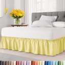 Wrap Around Dust Ruffle Bed Skirt - Yellow - for Full Size Beds with 24 Inch Drop - Easy Fit Elastic Strap - Adjustable Pleated Bedskirt w/Brushed Fabric - Wrinkle Free - for Women, Men, Kids & Teens
