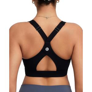 RUNNING GIRL Sports Bras for Women High Support, Adjustable Straps High Impact Sports Bras with Sewn in Pads Workout Bra (Large, Black)