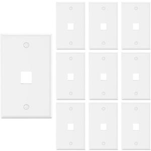 VCE 1-Port Keystone Wall Plate UL Listed (10 Pack), Single Gang Wall Plates for RJ45 Keystone Jack and Modular Inserts, White