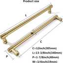 khtumeware Appliance Pulls Champagne Bronze 12 Inch(305mm) Center to Center 3 Pack Heavy Duty Drawer Pulls Kitchen Cabinet Handle Cabinet Hardware