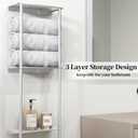 Towel Racks for Bathroom, 3 Tier Towel Rack with Shelf and Towel Bar, Wall Mounted Towel Rack, Towel Storage and Organizer - Brushed Nickel