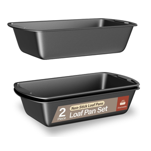 Loaf Pan Set 2-Piece - Deluxe Nonstick Carbon Steel Bakeware for Perfect Bread and Cakes – Dishwasher Safe, Premium Pans for Home Baking- Gray