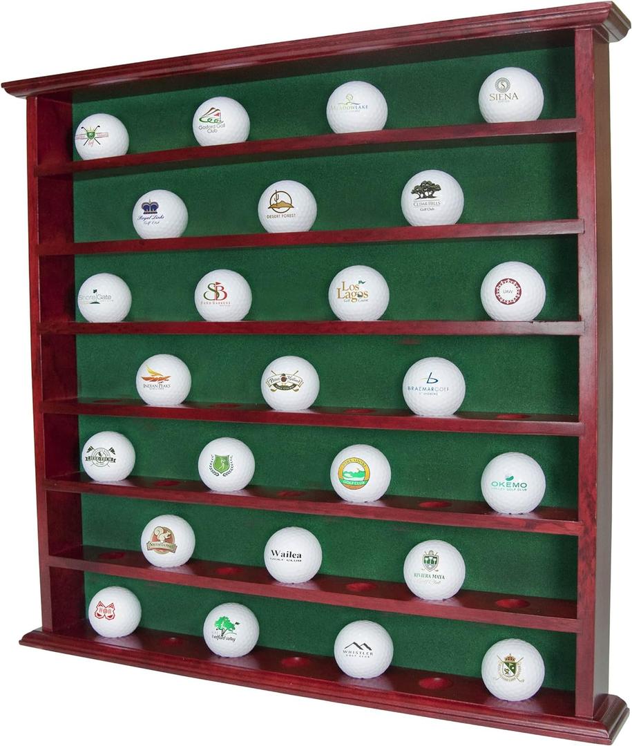 Mahogany Golf Ball Display Cabinet - Displays up to 49 Golf Balls