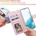 UEEBAI Wallet Case for Samsung Galaxy S25 Plus 5G, Leather Phone Wallet Kickstand RFID Blocking Flip Case Card Slots Wrist Strap Relief Engraved Pattern Magnetic Closure Flower Cover, Black Rose