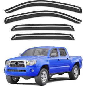Tape-on Window Rain Guards for Toyota Tacoma 2005-2015 Double Cab | Extra Durable, Window Visors, Vent Visors, Window Deflector, Vent Shades, Car Accessories-4PCS