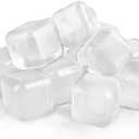 60 Pack Reusable Ice Cubes for Drinks, Refreezable Plastic Ice Cubes Without Diluting, Permanent Ice Cube Frozen BPA Free, Cocktails Like Whiskey, Wine, or Coffee (Transparent)