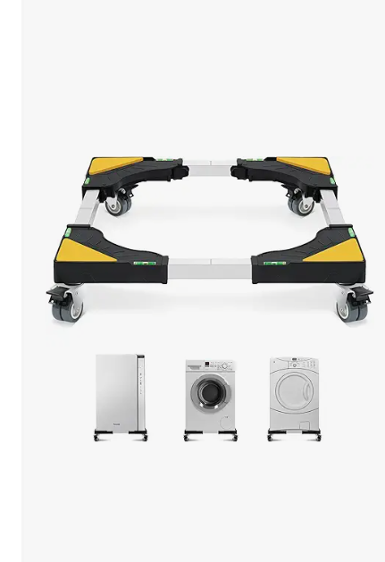 W B D WEIBIDA Appliance Dolly Cart with 4 Locking Twin Wheels Mini Fridge Stand Adjustable Furniture Mover Mobile Roller Base for Washing Machine, Dryer, Refrigerator, Laundry Pedestal