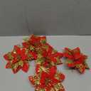 5 PCS Poinsettia Flower Artificial Red Gold Christmas Flowers Artificial 5.5'' Glitter Poinsettias Artificial Christmas Tree Flower With Clips Diy Xmas Wreath Holiday New Year Home Party Decor