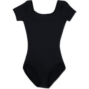 Capezio girls Short Sleeve Leotard - Girls (Medium, Black)