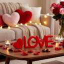 2 Sets Resin Love Sign Valentines Table Decorations Love Letter Red Heart Table Centerpiece Decorative Sculpture Figurine for Shelf Home Office Mantel Party