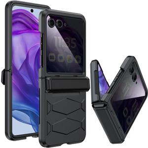 GooseBox for Motorola Razr+ (Plus) 2025 Case,Built-in Privacy Screen Protector&Hinge Protection Shockproof All-Inclusive Smartphone Cover for Motorola Razr+ (Plus) 2025/2024(Black)