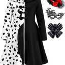 Mecamelon Girls Vintage Halloween Costume Dress Up Dalmatian Print Outfit, 7Y