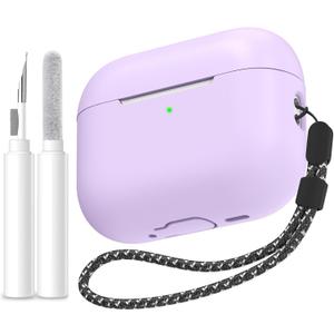 AhaStyle AirPods Pro 3 Case Cover (2025) with Cleaning Kit Soft Silicone AirPods Pro 3rd Generation Case with Lanyard Full Body Shockproof Cover Skin for Apple AirPods Pro 3rd Gen 2025