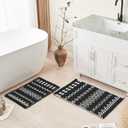 Douceur Boho Bath mat for Bathroom Floor Non Slip, Acrylic Blend Cute Bath Rugs with Tassels, Tribal Ethnic Pattern Farmhouse Bathroom Rugs, 20" x 32", Black