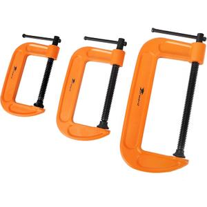 Forward C-Clamp 3 Piece Set 3in, 6in Heavy Duty Ductile Iron C Clamp Set Kit Jaw Opening Sliding T Bar Handle for DIY Carpentry Caliper Woodworking Welding Building(Orange) One Crank Bar Missing