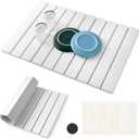 Stone Drying Mat for Kitchen Counter, Large Quick Dry Stone Dish Drying Mat Collapsible, Foldable Diatomaceous Earth Absorbent Bath Mat for Dishes Utensils Countertop Bathroom 23"(L)15.3"(W)