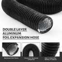 Zonon 4" x 100 ft Dryer Vent Hose Flexible Aluminum Foil Ducting, Black | Stainless Steel Clamps & Aluminum Tape; Flame Retardant, -22302F, for Pipe, HVAC Heating Cooling Ventilation, Exhaust