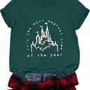 Merry Christmas Shirt Women Magical Christmas T-Shirt Christmas Lights tee Family Holiday Vacation Tops Green, Medium