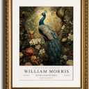 InSimSea Retro Gold Framed Wall Art, William Morris Peacock Canvas Prints Art, Small Shelf Decor, 13x16inch, Vintage Pictures Decor for Bedroom Bathroom Dining Room
