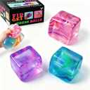 3Pack Big Squishy Stress Cube, Stress Balls for Kids & Adults, Ice Squishy Cube Sugar Balls, Sensory Fidget Toys for Anxiety Relief, Autism ADHD Stress Relief Toy, Classroom Prize, Party Favors