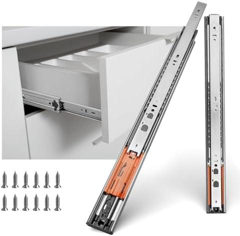 LONTAN 5 Pairs Soft Close Push to Open Drawer Slides 14 Inch Heavy Duty Side Mount Dresser Rails Metal Ball Bearing and Full Extension Cabinet Drawer Slides 100 LB Capacity