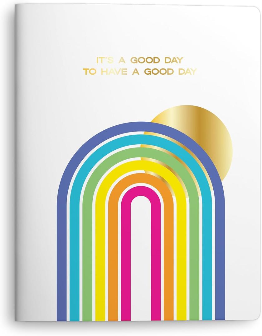 Astrobrights Undated Teacher Planner, 14-Month Layout, Flexible Cover, 8.5" x 11", Premium 28 lb. Paper, 200 Stickers, Good Day Rainbow (91161)