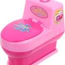 Play Toilet 1pc Simulation Mini Dolls 4.5Inch Mini Kids Girl Toilet Pink Electric Commode Dollhouse Decoration Mini House Prop Model Pretend Play Age for 3+