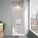 EASYWORC Frameless Pivot Shower Door 26"-28" W x 72" H, Swing Shower Glass Doors with Nano Explosion-Proof Film Tempered Glass 1/4"(6mm) Reversible Installtion, Brushed Nickel Finish