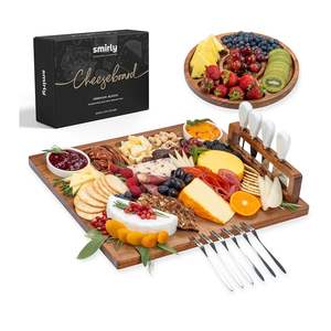 SMIRLY Charcuterie Boards Set - Large Acacia Cheese Board set - House Warming Gifts New Home, Wedding Gift for Couple, Bridal Shower Gift, Birthday Gifts for Women