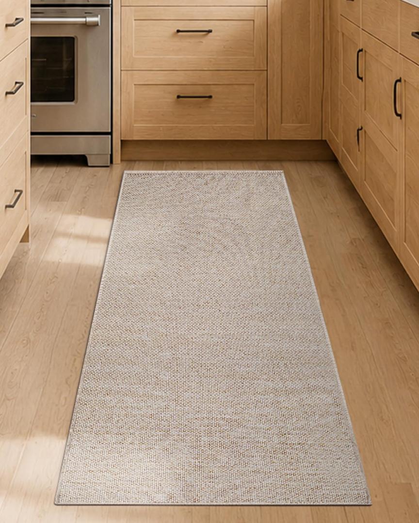 Color&Geometry Kitchen Rugs and Mats Non Slip Washable, Absorbent,Woven Kitchen Runner Rug Easy to Clean Kitchen Floor Mats for in Front of Sink, Laundry Room, Hallway, 24"x72", Beige