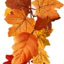 Sherika 2PCS Fall Maple Leaves Garland, 5.9Ft/Piece Artificial Fall Garland for Mantle, 9 Colors Autumn Foliage Vine Thanksgiving Decor for Home Wedding Fireplace Party Outdoor Decor