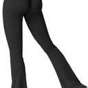 YEOREO Scrunch Flare Leggings V Back Butt Lifting Wide Leg High Waist 31.5" Gym Workout Yoga Pants (Medium, Black)